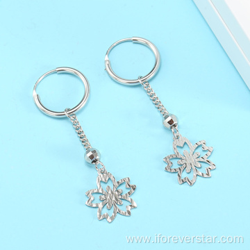 925 Sterling Silver Earrings Long Snowflake Dangle Earrings